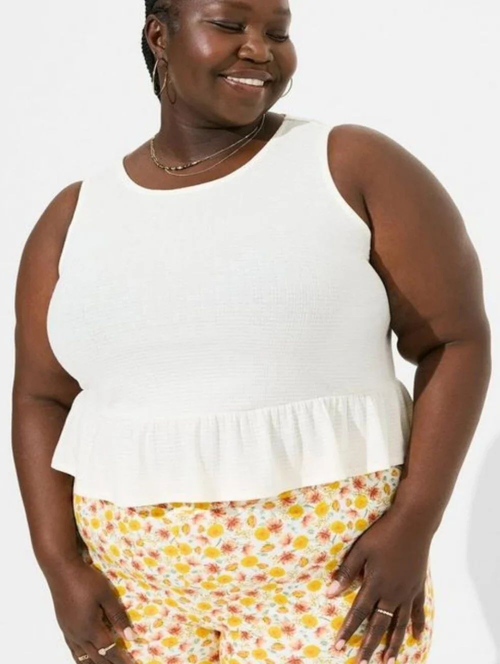 Torrid White Sleeveless Peplum Crop Top - New